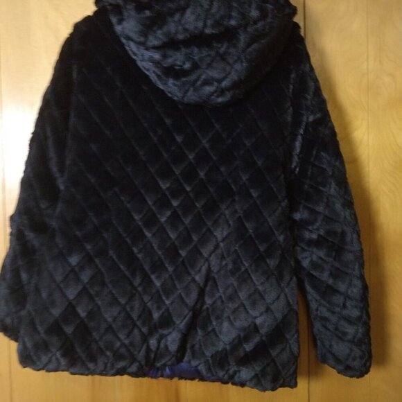 Steve Madden Women's Medium? Reversible Black/Purple Puffer Jacket Hooded READ - Picture 5 of 7